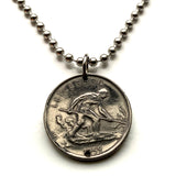 1952 Luxembourg Letzeburg 1 Franc coin pendant initial Ch Grand Duchess Charlotte Luxembourgish crown Esch-sur-Alzette Differdange Dudelange Wormeldange Grund Diekirch Schengen Petange Rumelange n000768