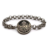 1957 Denmark Danmark 25 Ore coin bracelet Danish initial R Danes Copenhagen Aarhus Odense Aalborg Esbjerg Randers Jutland Vikings Danskere Scandinavian Nordic Zealand Funen Amalienborg Norse b000161