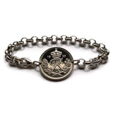 1949 Denmark Danmark 25 Ore coin bracelet Danish initial R Danes Copenhagen Aarhus Odense Aalborg Esbjerg Randers Jutland Vikings Danskere Scandinavian Nordic Zealand Funen Amalienborg Norse b000161