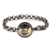 1957 Denmark Danmark 25 Ore coin bracelet Danish initial R Danes Copenhagen Aarhus Odense Aalborg Esbjerg Randers Jutland Vikings Danskere Scandinavian Nordic Zealand Funen Amalienborg Norse b000161