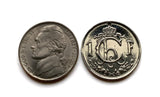 1952 Luxembourg Letzeburg 1 Franc coin pendant initial Ch Grand Duchess Charlotte Luxembourgish crown Esch-sur-Alzette Differdange Dudelange Wormeldange Grund Diekirch Schengen Petange Rumelange n000768