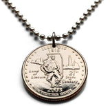 2003 USA Quarter 25 Cents coin pendant Land of Abraham Lincoln Illinois Springfield Macon State Capitol lawyer legislator Chicago n003959
