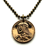 1962 Panama 1 Centavo Panamanian coin pendant necklace jewelry Urraca warrior Casco Viejo San Miguelito Las Cumbres La Chorrera Tocumen Pacora Arraiján David Vista Alegre Vasco Núñez de Balboa n000185