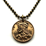 1962 Panama 1 Centavo Panamanian coin pendant necklace jewelry Urraca warrior Casco Viejo San Miguelito Las Cumbres La Chorrera Tocumen Pacora Arraiján David Vista Alegre Vasco Núñez de Balboa n000185