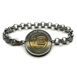 2005 Dominican Republic 10 Pesos coin rolo link bracelet jewelry Santo Domingo Puerto Plata La Vega San Cristobal Punta Cana La Romana Boca Chica Zona Colonial Cibao Pico Duarte Cap Cana Saona Bani Moca b000164