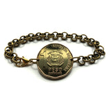 2020 Dominican Republic 1 Peso coin rolo link bracelet jewelry Santo Domingo Puerto Plata La Vega San Cristobal Punta Cana La Romana Boca Chica Zona Colonial Cibao Pico Duarte Cap Cana Saona Bani Moca b000165