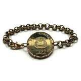 2020 Dominican Republic 1 Peso coin rolo link bracelet jewelry Santo Domingo Puerto Plata La Vega San Cristobal Punta Cana La Romana Boca Chica Zona Colonial Cibao Pico Duarte Cap Cana Saona Bani Moca b000165