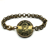 2020 Dominican Republic 1 Peso coin rolo link bracelet jewelry Santo Domingo Puerto Plata La Vega San Cristobal Punta Cana La Romana Boca Chica Zona Colonial Cibao Pico Duarte Cap Cana Saona Bani Moca b000165
