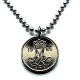 Dinamarca Danmark 10 Ore moneda colgante collar joyería inicial M Corona danesa Danes Copenhague Aarhus Odense Aalborg Zelanda Fionia Feroe Amalienborg Langelinie muelle Escandinavia Nórdico nórdico Danskere Viking n000158