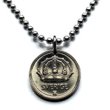 1949 Sweden Sverige 25 Ore SILVER coin pendant Swedish crown Stockholm Scania Nordic Vasteras Helsingborg Norrkoping Smolandia Swedes n001198