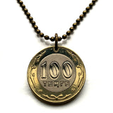 2002 Kazakhstan 100 Tenge coin pendant golden Tulpars horses shanyrak Astana Central Asia Russian Pegasus Qypchaq Steppe Eagle n002904