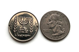 1966 Israel 1/2 Lira coin bracelet Jewish menorah candelabrum Hanukkah Jerusalem Torah Hebrew Judea Masada Caesarea Talmud Zion Jew b000174