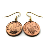 1980 Myanmar Burma 25 Pyas coin earrings Burmese jewelry rice plant blossom Bamar Yangon Naypyidaw Mandalay Bago Hpa-An Taunggyi Monywa Myitkyina Mawlamyine Magway Kayin Sagaing Kachin e000663