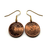 Cyprus Kýpros Kıbrıs 5 Euro Cent coin earrings Cypriot Mouflon wild sheep Nicosia Limassol Strovolos Larnaca Lakatamia Agios Athanasios Famagusta Paphos Kyrenia Paralimni Kato Polemidhia e000661