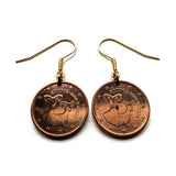Cyprus Kýpros Kıbrıs 5 Euro Cent coin earrings Cypriot Mouflon wild sheep Nicosia Limassol Strovolos Larnaca Lakatamia Agios Athanasios Famagusta Paphos Kyrenia Paralimni Kato Polemidhia e000661