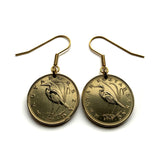 Hungary Magyars 5 Forint coin earrings fashion jewelry Hungarian crane bird great white heron Budapest Debrecen Jasz Pannonian Basin Csangos Buda Pest Fertőd Csárdás dance Széchenyi Chain Bridge Danube e000329