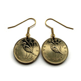 Hungary Magyars 5 Forint coin earrings fashion jewelry Hungarian crane bird great white heron Budapest Debrecen Jasz Pannonian Basin Csangos Buda Pest Fertőd Csárdás dance Széchenyi Chain Bridge Danube e000329