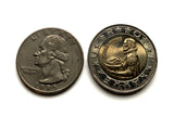 1991 Portugal 100 Escudos coin pendant Portuguese Quinas castles Lisbon Porto Sintra Braga Coimbra Évora Faro Santa Maria de Belém Aveiro Ourique Mirandese Castilian Vila Nova de Gaia Ponta Delgada Guimarães Lagos Fatima Algarve Praia da Marinha n002293