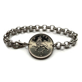 1992 England United Kingdom 10 Pence coin bracelet English lion London Manchester Birmingham Sheffield Liverpool Leeds Newcastle Nottingham Bristol Norwich Bradford Yorkshire Canterbury Kent b000166
