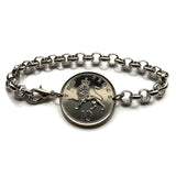 1992 England United Kingdom 10 Pence coin bracelet English lion London Manchester Birmingham Sheffield Liverpool Leeds Newcastle Nottingham Bristol Norwich Bradford Yorkshire Canterbury Kent b000166