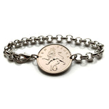 1992 England United Kingdom 10 Pence coin bracelet English lion London Manchester Birmingham Sheffield Liverpool Leeds Newcastle Nottingham Bristol Norwich Bradford Yorkshire Canterbury Kent b000166