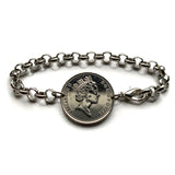 1992 England United Kingdom 10 Pence coin bracelet English lion London Manchester Birmingham Sheffield Liverpool Leeds Newcastle Nottingham Bristol Norwich Bradford Yorkshire Canterbury Kent b000166