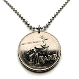 1979 Sudáfrica 1 Rand moneda colgante joyería antílope springbok Ciudad del Cabo Johannesburgo Durban Pretoria Port Elizabeth Bloemfontein Soweto Tswana Xhosa Afrikaans Zulu Kgalagadi Kruger Park n000695
