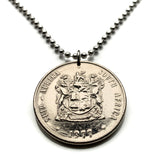1979 Sudáfrica 1 Rand moneda colgante joyería antílope springbok Ciudad del Cabo Johannesburgo Durban Pretoria Port Elizabeth Bloemfontein Soweto Tswana Xhosa Afrikaans Zulu Kgalagadi Kruger Park n000695