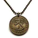 1963 Finland Suomi 50 Pennia coin pendant necklace jewelry Finnish lion Helsinki Finns Finnic Espoo Tampere Vantaa Oulu Turku Jyväskylä Nordic Baltic Lahti Ostrobothnia Porvoo Rovaniemi Uusimaa Kuopio Savonlinna Mikkeli Lappeenranta Bothnia n000692