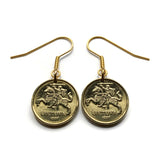 1997 Lithuania Lietuva 10 Centu coin earrings Vytis horse back armored knight medieval Vityaz Vilnius Kaunas Klaipeda Siauliai Marijampole Jonava Utena Curonian Spit Panevezys Pahonia Alytus e000665