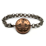 Wales Vereinigtes Königreich Großbritannien 2 Pence Münze Anhänger Halskette Schmuck Prinz von Wales Straußenfedern Walisisches Abzeichen Federbusch Cardiff Swansea Newport Wrexham Barry Neath Anglesey Conwy Caernarfon Caerphilly Castle n000236
