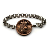 Wales Vereinigtes Königreich Großbritannien 2 Pence Münze Anhänger Halskette Schmuck Prinz von Wales Straußenfedern Walisisches Abzeichen Federbusch Cardiff Swansea Newport Wrexham Barry Neath Anglesey Conwy Caernarfon Caerphilly Castle n000236