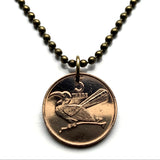 1989 Botswana 5 Thebe coin pendant Red-billed hornbill Toko bird bull Selibe Phikwe Tswana Bantu Setswana Kalanga Serowe Pula n001944