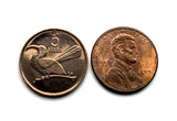 1989 Botswana 5 Thebe coin pendant Red-billed hornbill Toko bird bull Selibe Phikwe Tswana Bantu Setswana Kalanga Serowe Pula n001944