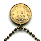 2014 Colombia 100 Pesos coin pendant Frailejón fruta Colombiana Bogota sunflower Valle del Cauca Soledad Bello Ibagué Villavicencio n000633
