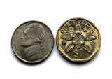 1995 Singapore Singapura 1 Dollar coin dangle & drop earrings jewelry Rosy Periwinkle Blossom flower Lion City Bedok Tampines Jurong West Sengkang Woodlands e000668