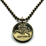 Lithuania Lietuva 10 Centu coin pendant Vytis horse armored knight Vilnius medieval Lithuanian horseback armor sword Vityaz n002028