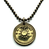1940 Taiwan Republic of China Formosa 2 Fen coin pendant necklace World War 2 era Kuomintang Blue Sky White Sun New Taipei Xinhai Revolution Hokkien Taichung Kaohsiung Banqiao Chinese shÃ­chen Tainan Hsinchu Keelung Chiayi n001411