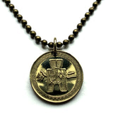 1940 Taiwan Republic of China Formosa 2 Fen coin pendant necklace World War 2 era Kuomintang Blue Sky White Sun New Taipei Xinhai Revolution Hokkien Taichung Kaohsiung Banqiao Chinese shÃ­chen Tainan Hsinchu Keelung Chiayi n001411
