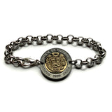 Pulsera de eslabones de cadena con moneda de 1/2 sol de Perú, con forma de llama, alpaca peruana, vicuña, Cuzco, Lima, camello, moda Inca, Machu Picchu, genial b000005