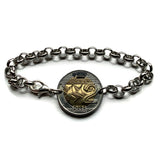 Pulsera de eslabones de cadena con moneda de 1/2 sol de Perú, con forma de llama, alpaca peruana, vicuña, Cuzco, Lima, camello, moda Inca, Machu Picchu, genial b000005