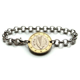 2002 Ireland Éire 1 Euro coin bracelet jewelry Irish Celtic Harp Cláirseach Gaelic Dublin Cork Limerick Galway Waterford Drogheda Dundalk Swords b000171