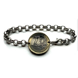 2002 Ireland Éire 1 Euro coin bracelet jewelry Irish Celtic Harp Cláirseach Gaelic Dublin Cork Limerick Galway Waterford Drogheda Dundalk Swords b000171