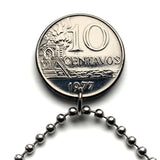 1977 Brazil 10 Centavos coin pendant Lady Liberty São Paulo Recife Pernambuco Bahia Minas Gerais Pelourinho Belem Santa Catarina n001276