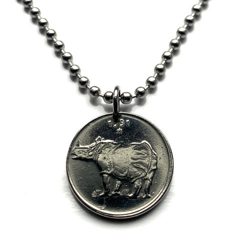 Colgante de moneda de 25 paise de la India, 1999-2001, rinoceronte indio, leones de Ashoka, Mumbai, Nueva Delhi, rinoceronte de un cuerno, Kolkata, safari zoológico hindú en hindi, n.º 001649