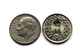 1882 Suiza Helvetia 5 Rappen colgante de moneda Dama suiza Liberty Libertas Zurich Basilea Ginebra Lucerna Berna Winterthur Lausanne Lugano Biel Bienne Thun Ticino Uri Jura Alphorn Vaud Aargau Köniz n003116
