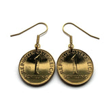Austria Osterreich 1 Schilling coin earrings Edelweiss flower Alpine plant daisy sunflower Vienna Wien Salzburg Graz Linz Innsbruck Klagenfurt Villach Tyrol Styria Carinthia Sankt Polten Wels e000057