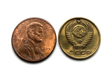 1981 USSR Soviet Union CCCP communist Russia 2 Kopeks coin pendant hammer & sickle socialist Moscow Saint Petersburg Yekaterinburg Kazan Sochi Lenin Stalin Marx Tatars Novosibirsk Novgorod Bolsheviks proletariat working class Kremlin Red Square n000361