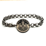 1992 Escocia Reino Unido Gran Bretaña Moneda de 5 peniques colgante collar joyería corona cardo escocés Edimburgo Glasgow Aberdeen Dundee Paisley Stirling St Andrews Perth insignia real escocesa joyería británica b000076