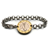 2002 Ireland Éire 1 Euro coin bracelet jewelry Irish Celtic Harp Cláirseach Gaelic Dublin Cork Limerick Galway Waterford Drogheda Dundalk Swords b000171